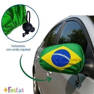 Capa Retrovisor Carro com Bandeira Brasil Ajustável Alta Qualidade Copa do Mundo