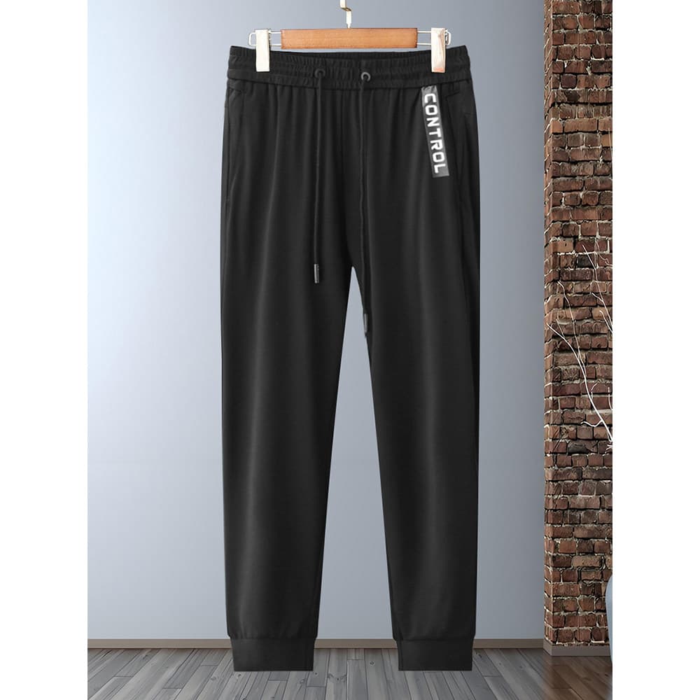 Calças esportivas de alta elasticidade dos homens verão solto malha respirável Leggings calças finas impressas casuais c
