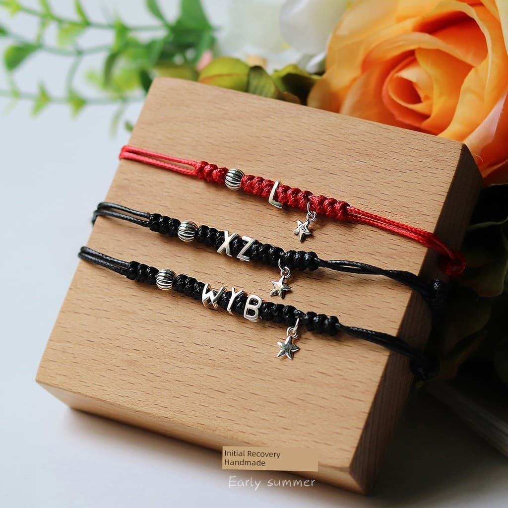 pulseira masculina pulseira Pulseira simples de prata esterlina para casal e menino com seu nome