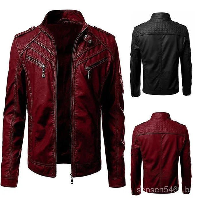Jaqueta Masculina de Couro Sintético para Motocicleta 5XL, Jaqueta Masculina Preta, Casaco Masculino Slim Fit de Couro P