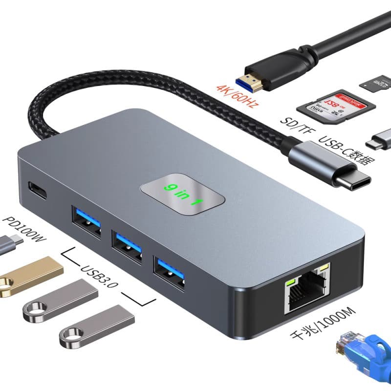 Estação de acoplamento Putton Conversor tipo C Divisor USB3.0 multiinterface adequado para iPad Tablet Apple Laptop Adap