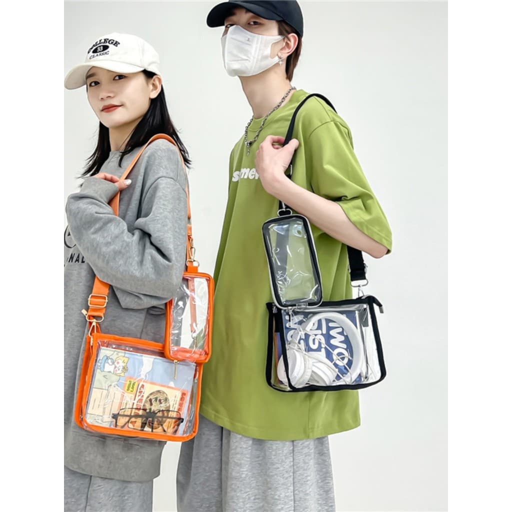 Bolsa mensageiro transparente em Pvc, bolsa pequena mensageiro para meninos e meninas, bolsa de ombro esportiva para gel
