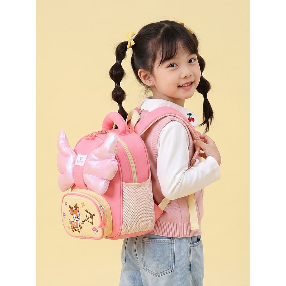 Meninas dos desenhos animados rosa mochila crianças pequena mochila pequena classe média grande classe bonito luz saco d