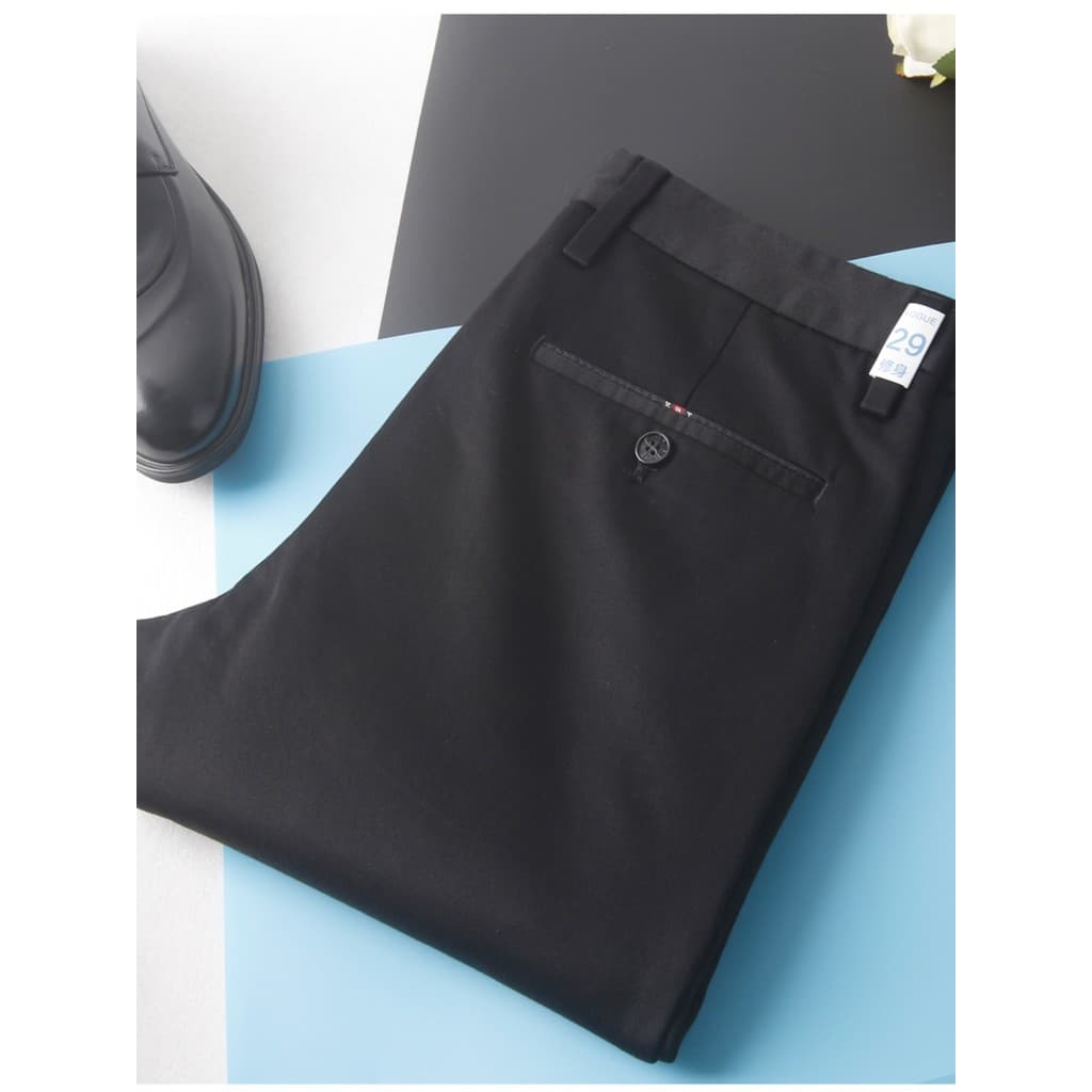 HL28258 Bean Series Masculino Business Casual Calças Macacão Micro-Elástico Outono Juventude Slim-fit Calças Pretas