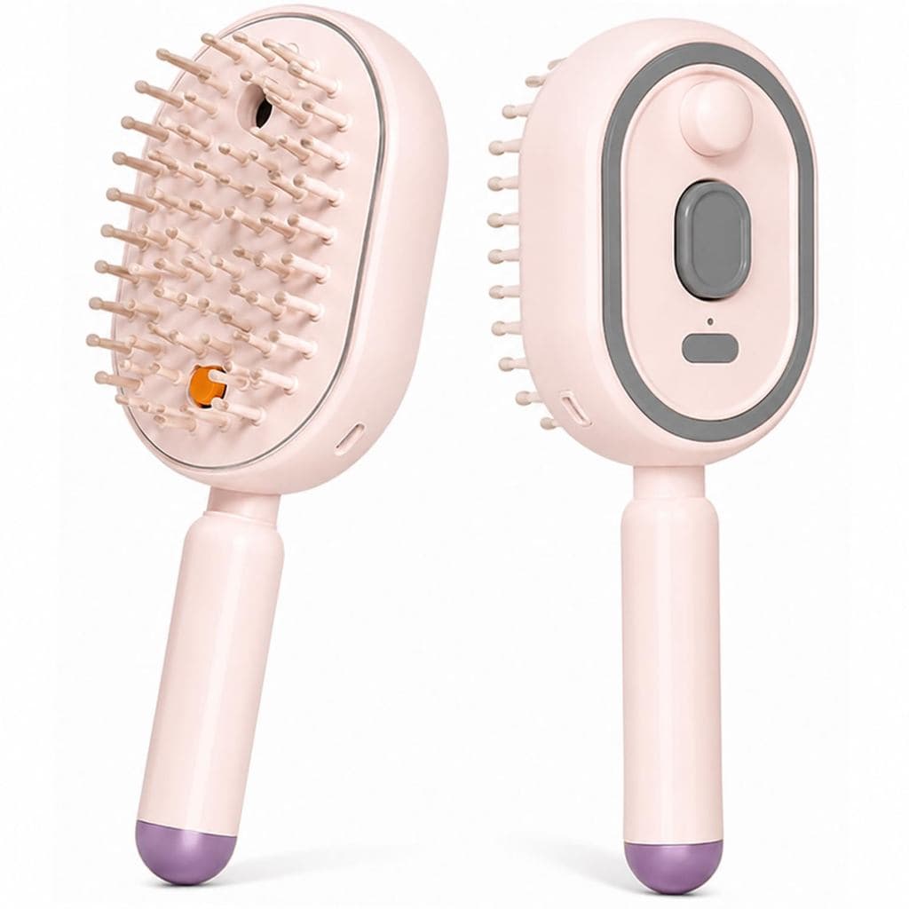 Escova de cabelo elétrica com pulverizador de água e almofada de ar para massagem, para mulheres, com borrifador de líqu