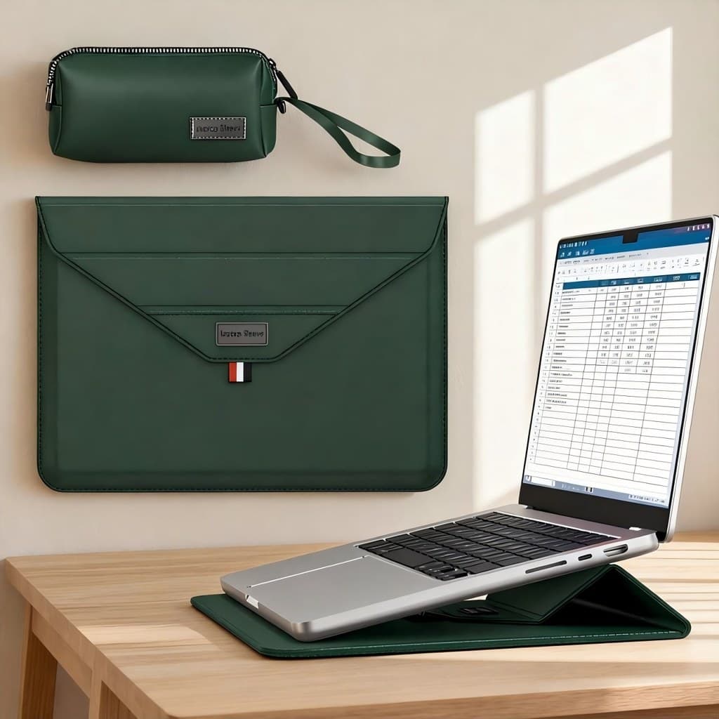 Mochila para notebook de alta qualidade, couro, 13 a 16 polegadas, com suporte e bolsa para carregador