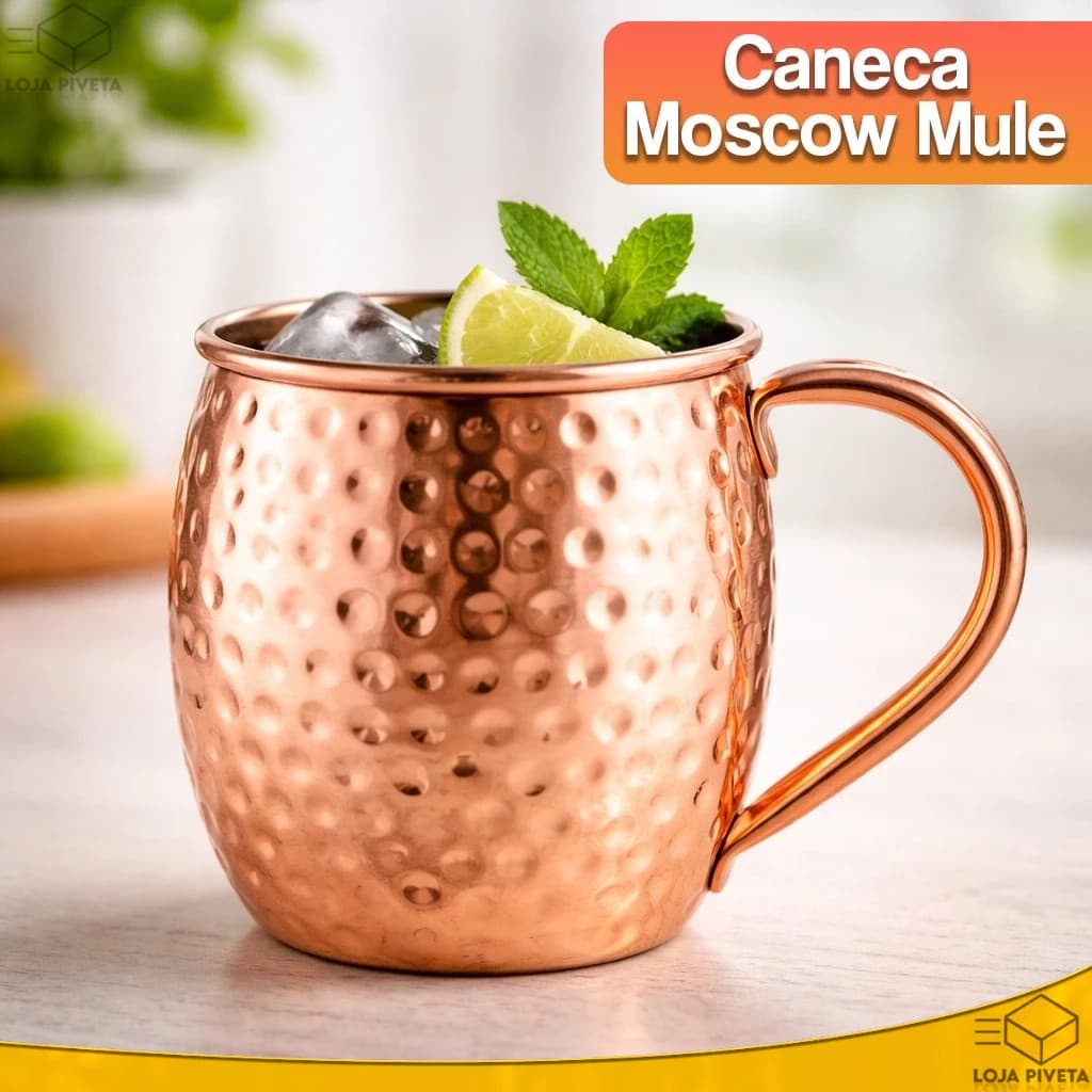 Caneca Moscow Mule 500ml Aço Inox Cobreado Martelado Para Servir Drinks Bebidas Bar Reforçada