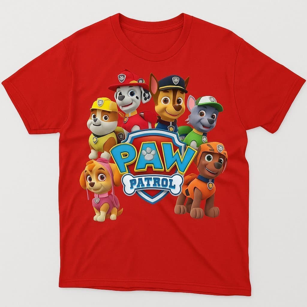 Camiseta Infantil Patrulha Canina 100% Algodão Estampa Divertida Alta Qualidade