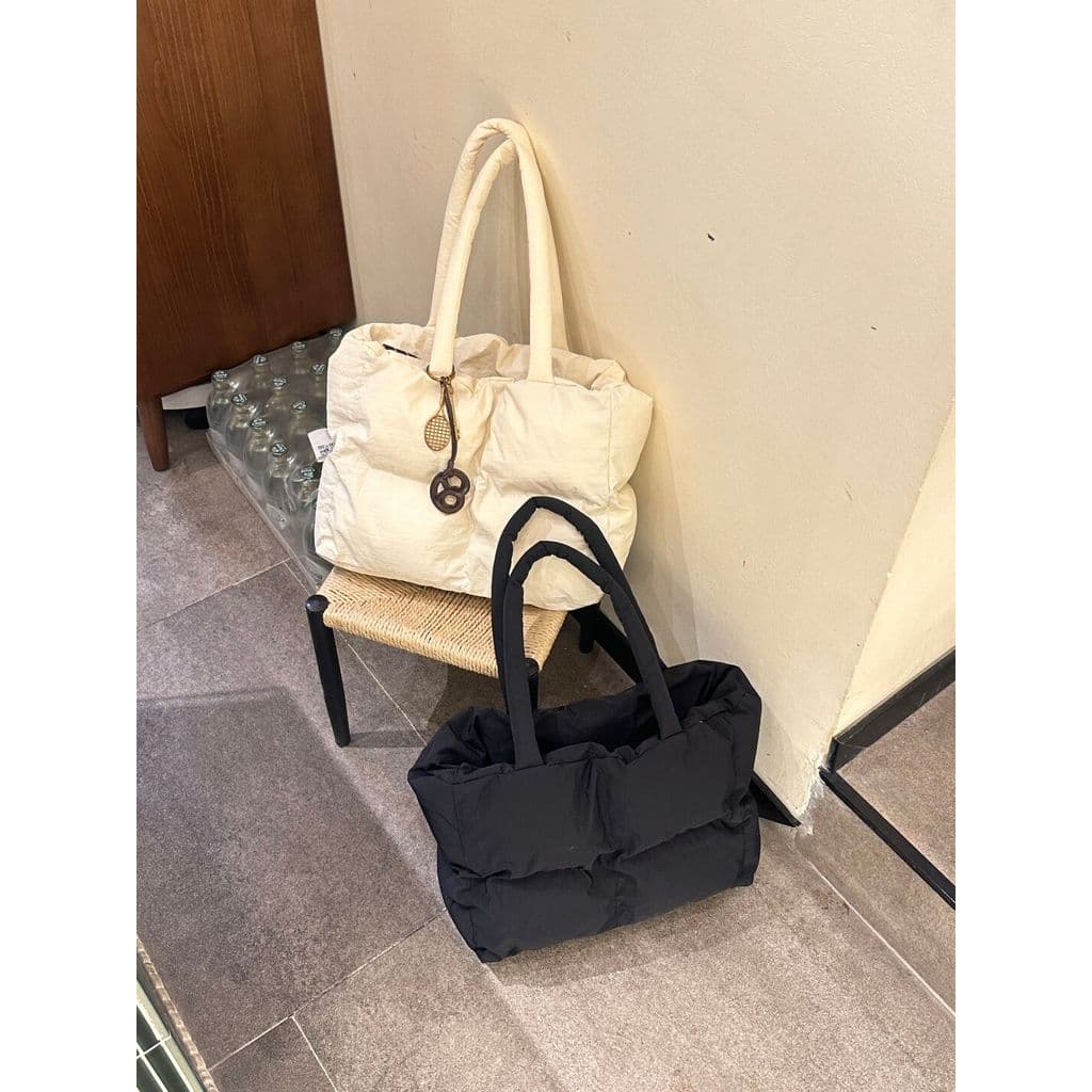 Estilo coreano xadrez bolsa High-End acolchoado sacola cheia de algodão para baixo saco diário Commuter All-Match bolsa