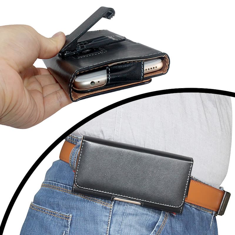 Cinto com clipe de pressão Bolsa para celular Pendurar bolsa de cintura com fivela giratória Calças Capa de couro para c