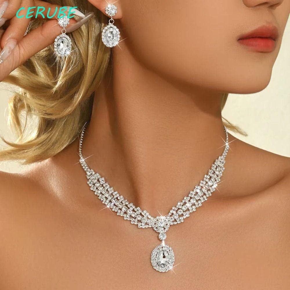 Conjunto De Joias De Noiva CERUBE , Pingente De Gota De Água Brilhante Strass Feminino