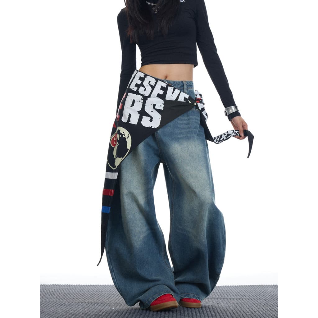 Estilo Hong Kong na moda masculina verão novo estilo 2025 carta única Jeans Hip Hop ins na moda High Street na moda rufi