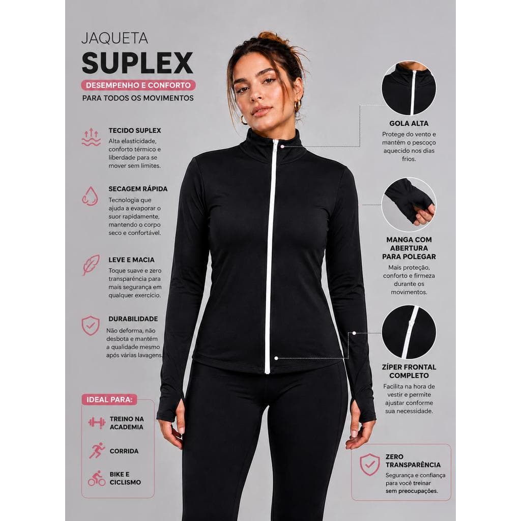 Jaqueta Casaco Feminino Blusa Fitness Corrida Treino Esportivo Malha Fria UV Academia Promo