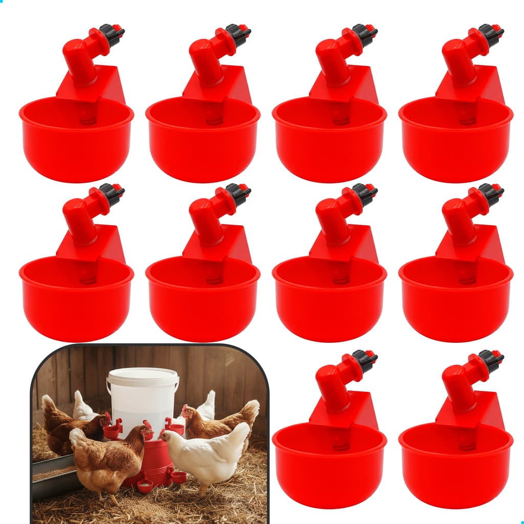 KIT 2/3/4/5/6/10/20 Bebedouros Automáticos para Aves Galinha Codorna Frango Pato  65ml  Vermelho Copinho Copo