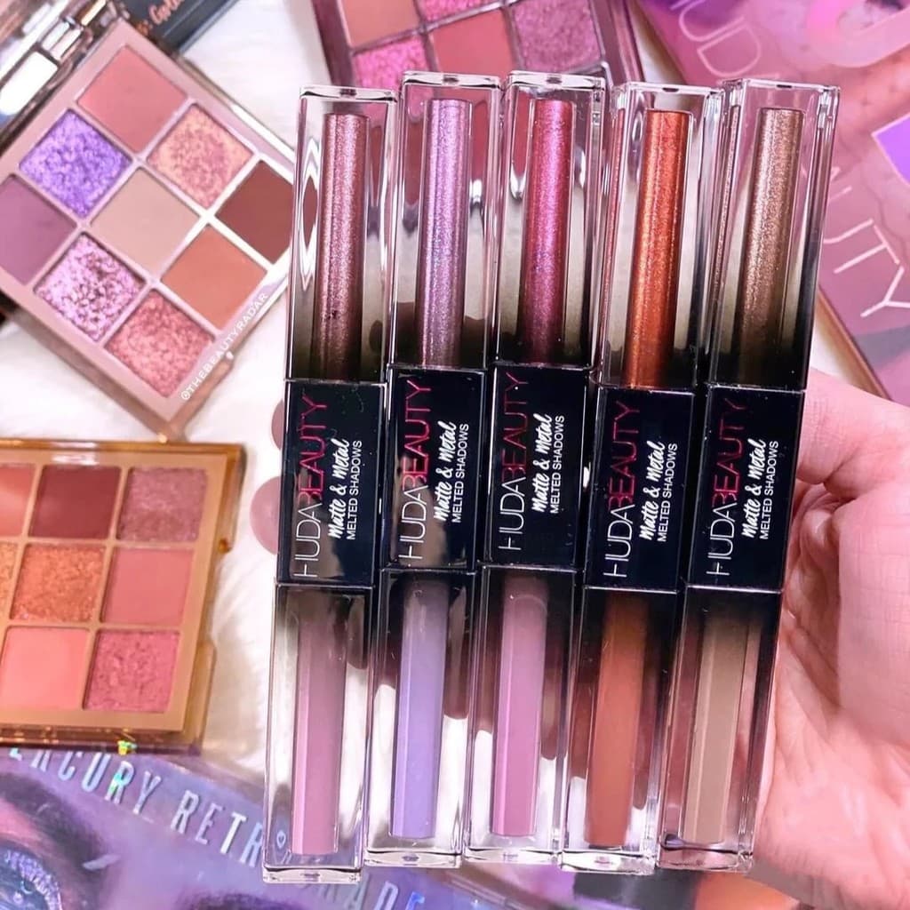 Huda beauty Sombra líquida de Metal fosco, duas cabeças, duas cores, longa duração, fácil de usar