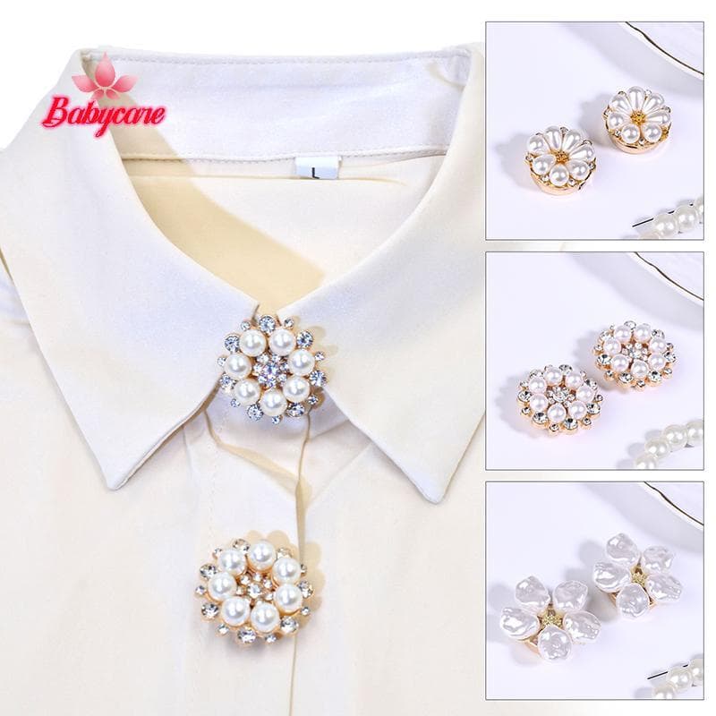 BYCE > 2 Peças Capas De Botão De Pérolas Barrocas Irregulares Strass De Luxo Abotoaduras De Flores Alfinetes Decoração D