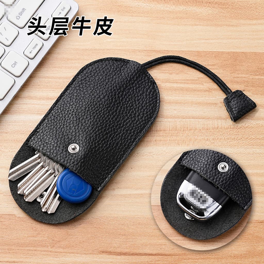 F primeira camada de couro caso chave Pull-out Mini pequeno portátil armazenamento chave do carro caso protetor couro ge