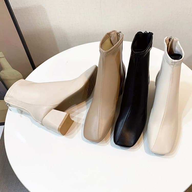 Martin botas femininas 2024 novo estilo botas femininas inverno estilo europeu americano dedo do pé quadrado volta zíper