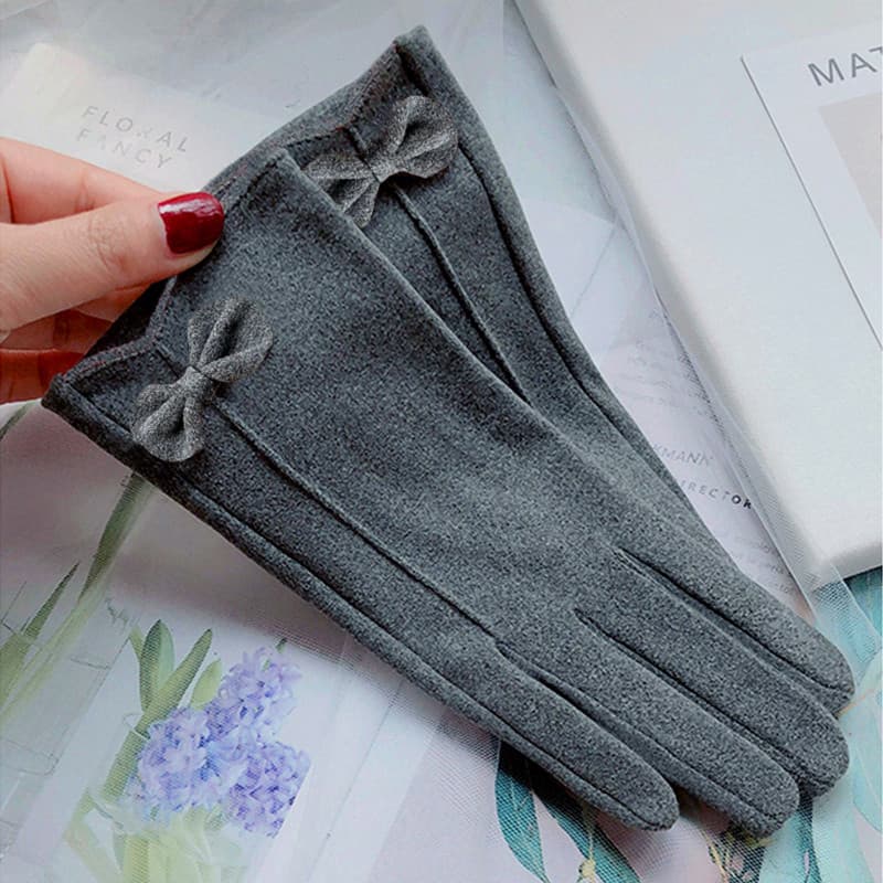 Luvas femininas primavera outono estilo inverno forro de lã quente versão coreana estudante bonito equitação condução te
