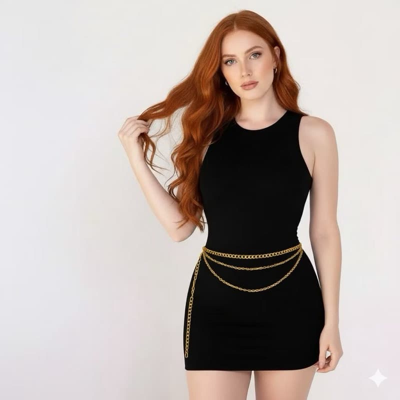 Cinto Feminino 3 Correntes Lindo Moda Gringa Tendencia Prata ou Dourado