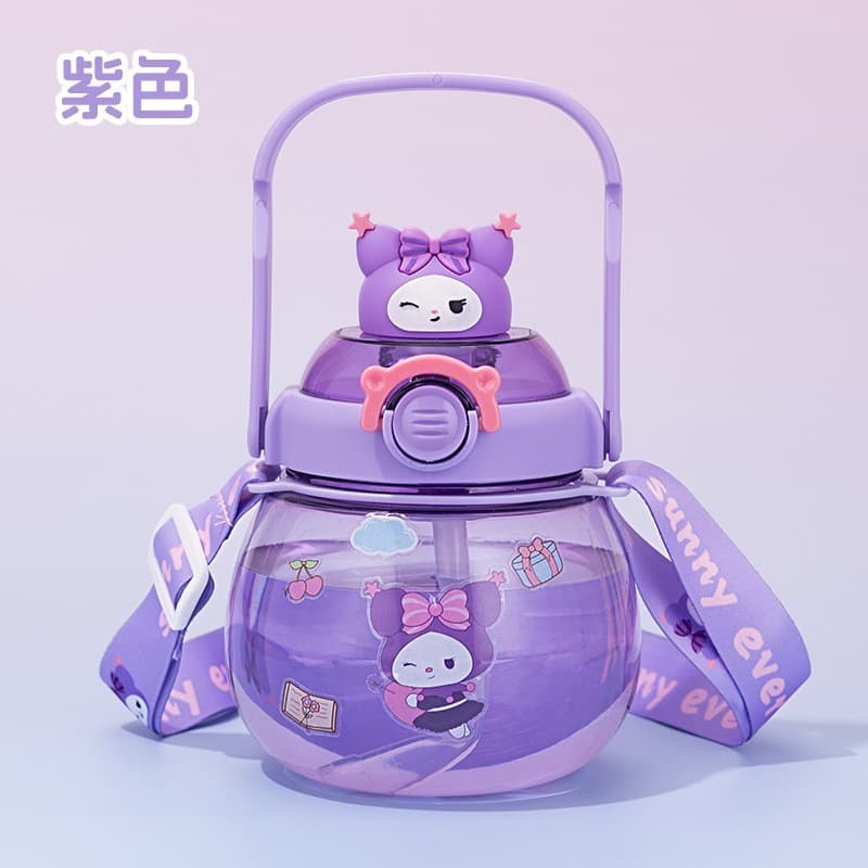 Kuromi copo de água meninas verão kuromi de grande capacidade com copo de palha feminino garrafa de água de alto valor g