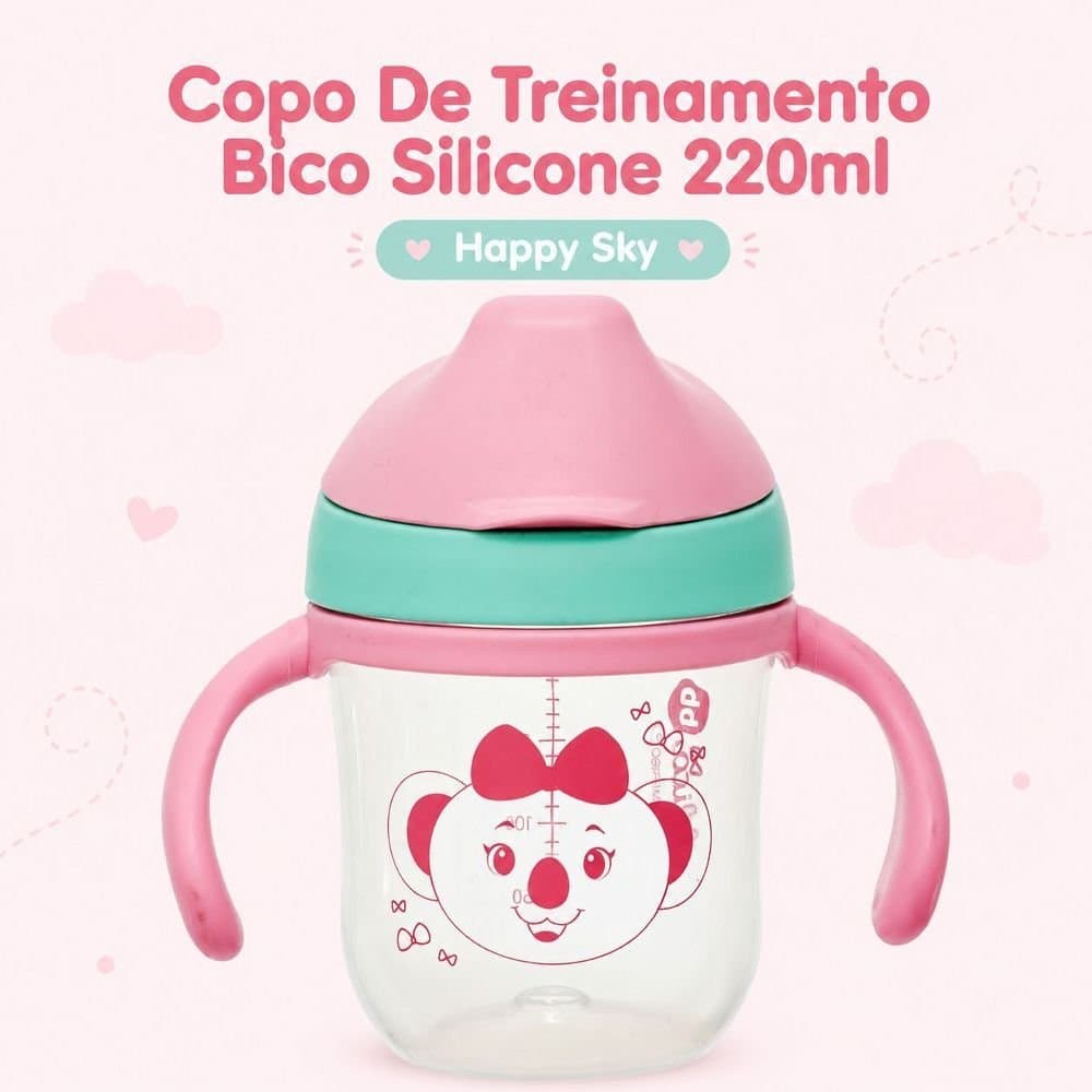 Copo De Treinamento Bico Silicone 220ml Happy Sky Lilica BB
