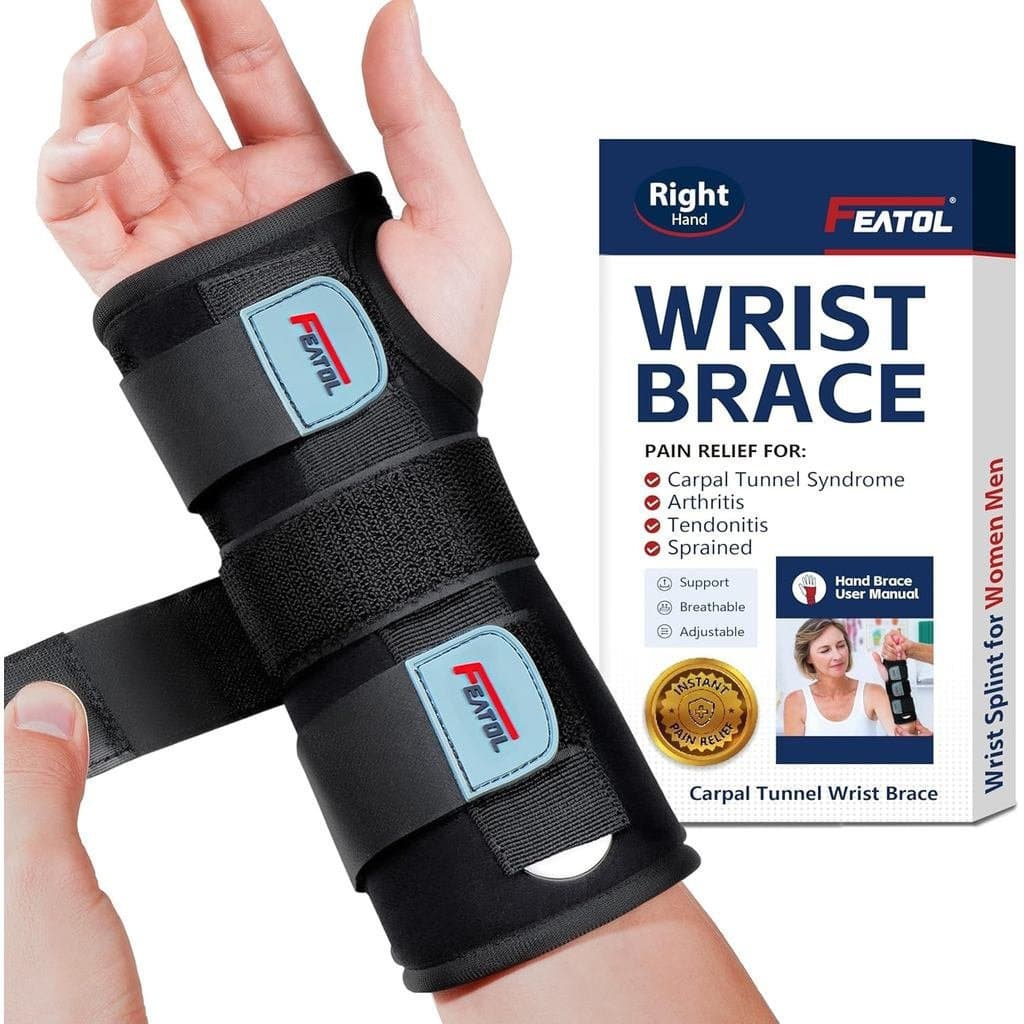 Suporte de Pulso FEATOL, Suporte para Mão, Tala de Pulso, Suporte Noturno para Homens e Mulheres, Adequado para Alivia