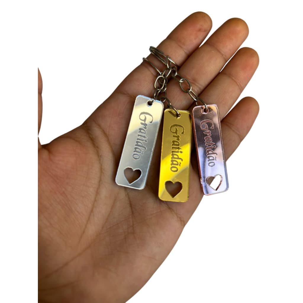 Chaveiros tema: Gratidão acrílico espelhado 4cm - S2ACRI186 (obs. Não personalizamos)