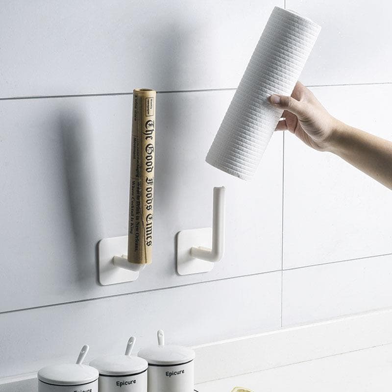 Toalha de papel de cozinha sem perfuração, gancho especial, suporte de suspensão, prateleira, saco plástico, armazenamen