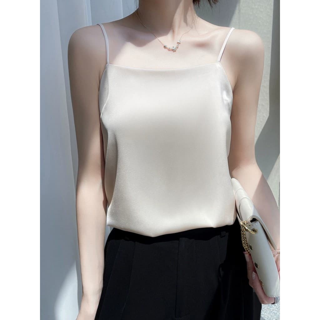 Camisola de seda feminina amoreira seda exterior terno verão novo estilo Bottoming interior acetato cetim topo