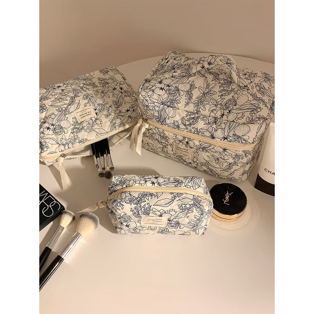 Estilo chinês chá Break selva saco cosmético feminino portátil grande capacidade bonito flor saco de armazenamento de vi