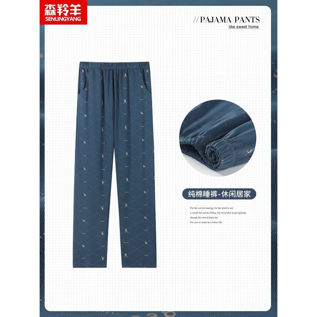 Calças de pijama casuais masculinas 2024 novo estilo primavera outono calças de algodão puro soltas tamanho grande algod