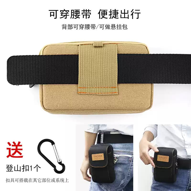 Bolsa de cintura para celular masculina, 17cm, cinto de uso, bolsa multifuncional, Horizontal, Vertical, bolsa de lona,