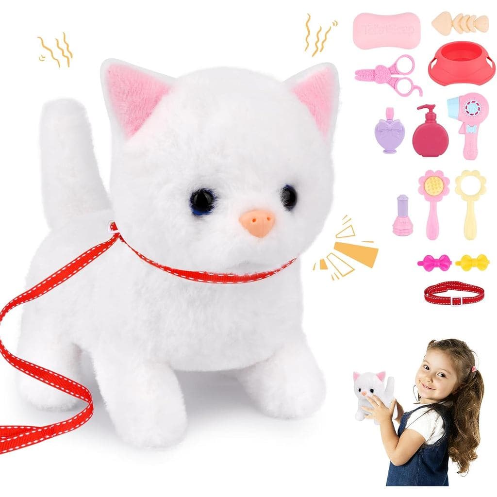 Pelúcia de Gato, Brinquedos de Pelúcia de Gato Andante, Pelúcia Interativa Eletrônica com Mochila de Tartaruga, Presente