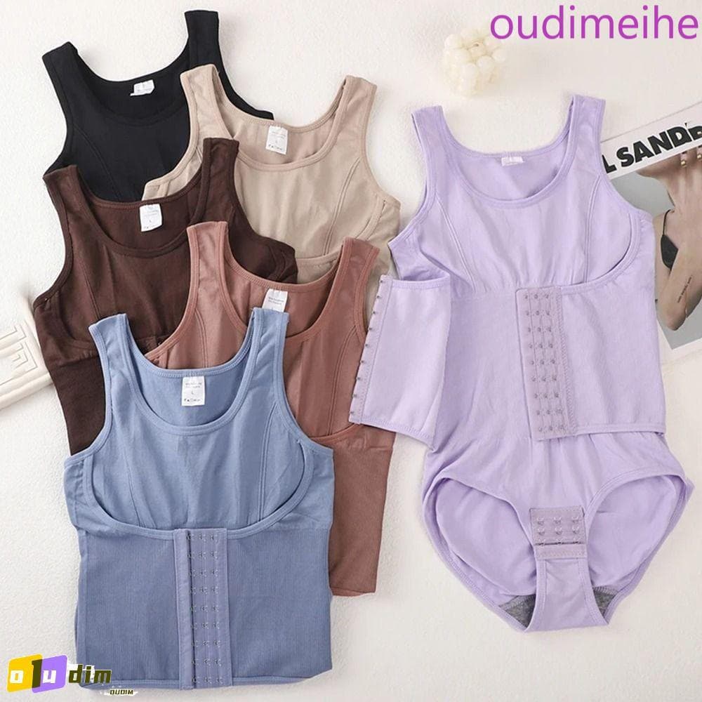 OUDIMEIHE Body Feminino Modelador , Treinador De Cintura Sem Costura Com Gancho De Múltiplas Fileiras , Gola Redonda
