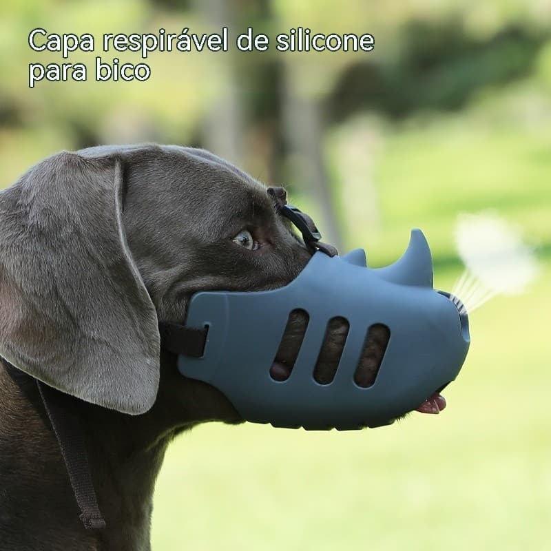 Focinho De Silicone Para Animais De Estimação , anti-Mordida Latidos Comer , Em Formato De Rinoceronte , Cães Médios