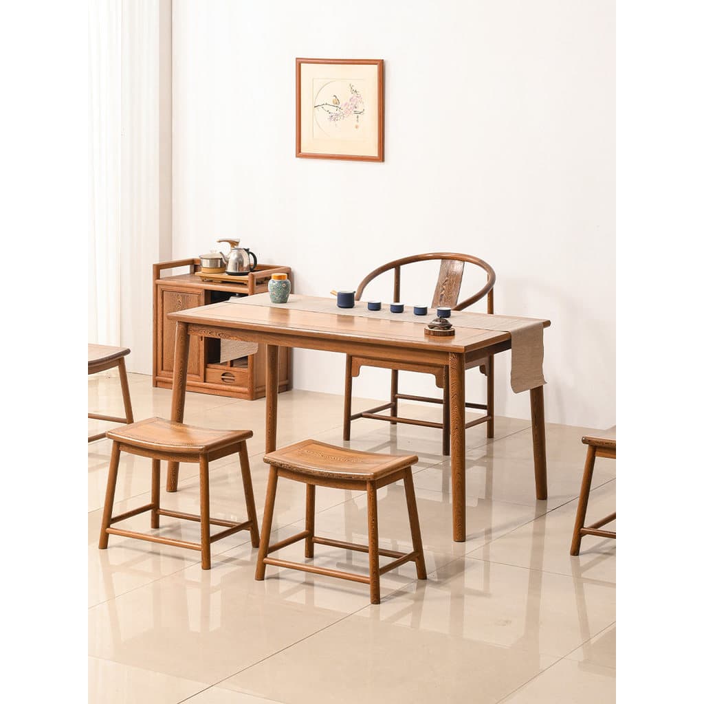 Combinação de cadeira de mesa de chá de madeira com asa de frango Nova mesa de chá Kung Fu chinesa integrada doméstica c