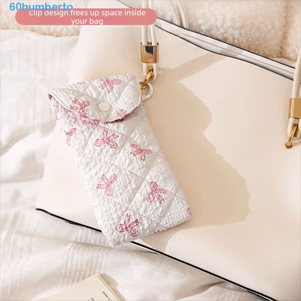 Bolsa De Óculos Impressa Em Tecido HUMBERTO , Portátil De Armazenamento Com Padrão Floral , Laço De Flor Simples Estilo
