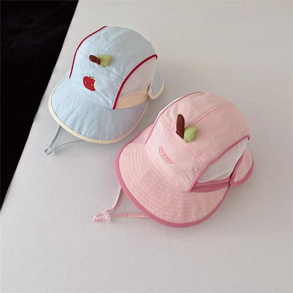 Crianças chapéu de verão estilo fino crianças malha de aba dupla guarda-sol balde chapéu bonito meninos meninas bebê cha