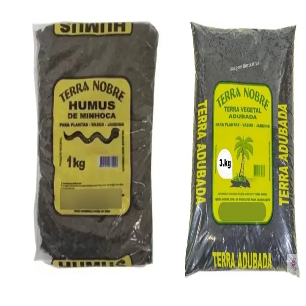 3 kg de Terra Adubada + 1 kg de Humus De Minhoca para Plantas Hortas Jardim Gramas vasos orquidário