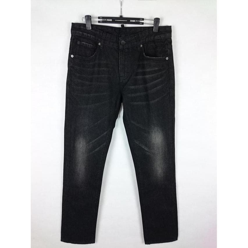 Ji Ao Roupas Masculinas Contador Genuíno Moda Masculina Slim-fit Preto Puro Algodão Lavado Jeans Angustiado JGA148251