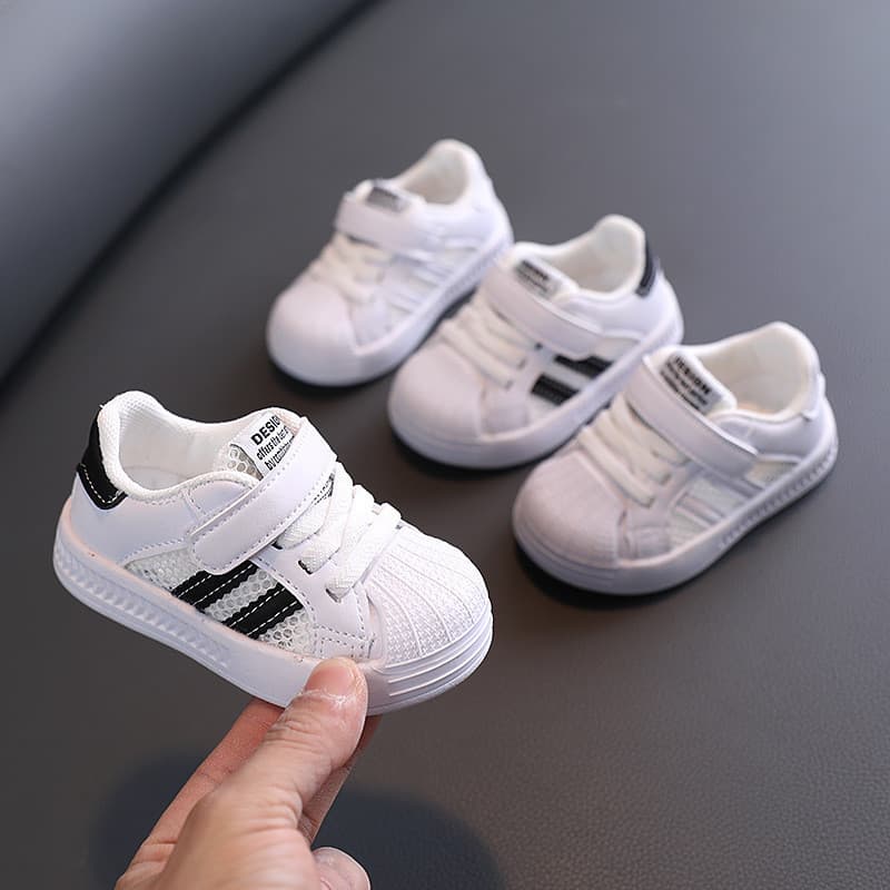 Bebê malha respirável sapatos de bebê masculino primavera malha sapatos crianças sapatos brancos femininos de sola macia
