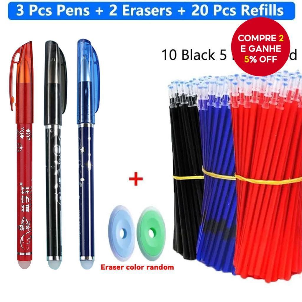 Conjunto De Canetas De Gel Apagáveis , 25 Peças , Esferográfica De Tinta Preta/Azul Para Material De Papelaria Escrita D