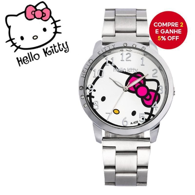 Hello Kitty Moda Pulseira De Aço Inoxidável Liga De Quartzo Relógio Feminino Presente De Estudante