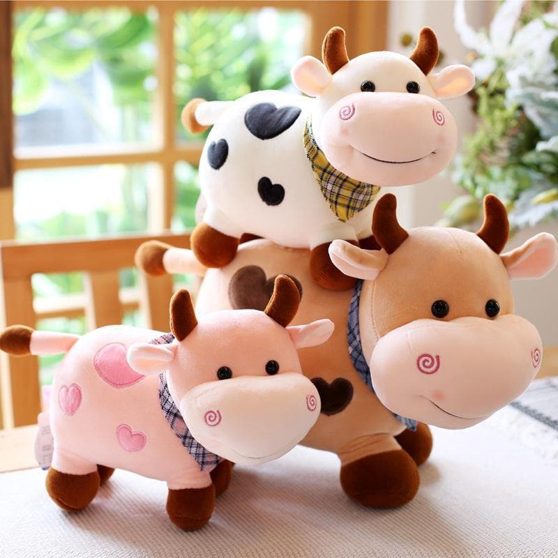 RoadGold Dos Desenhos Animados Bonito Vaca Brinquedo De Pelúcia Macio Animal Gado Kawaii Para Meninas Algodão Boneca Che