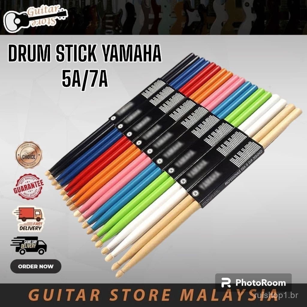 YAMAHA 5A/7A BAQUETAS PROFISSIONAIS UM PAR DE BAQUETAS DE MADEIRA COLORIDA LYFX