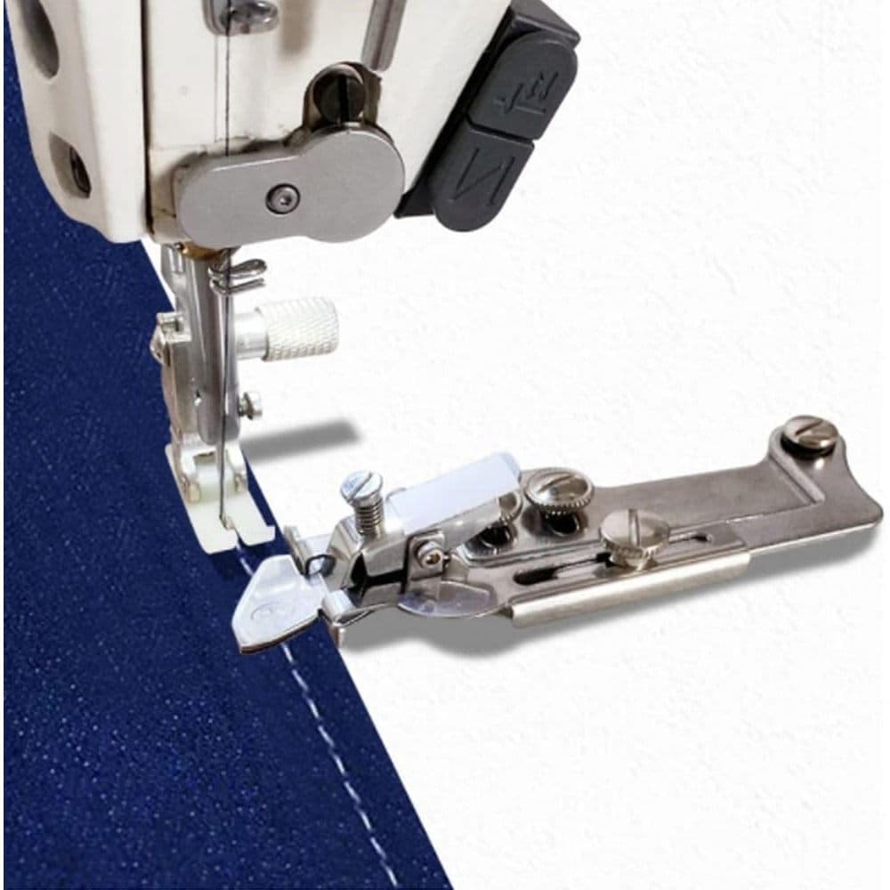 Dispositivo guia para máquina de costura, bainhador de ponto reto industrial com dispositivo de ajuste e parafusos