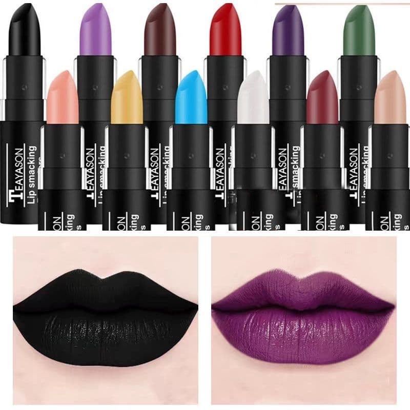 Batom matte aveludado Batom importado barato Sem parabenos Batom roxo preto escuro à prova d'água, não é fácil de desbot