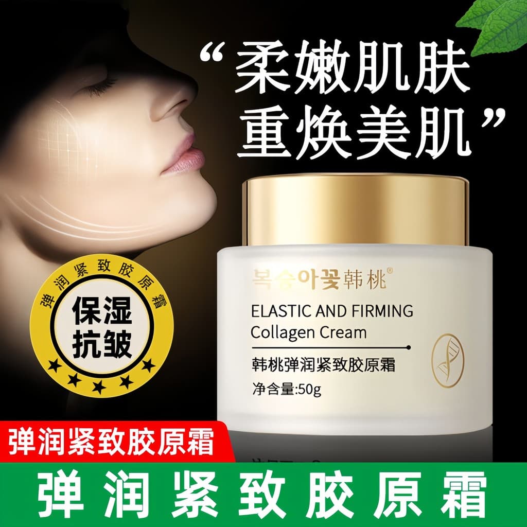 Coreano pêssego elástico endurecimento creme de colágeno hidratante levantamento escovado linhas de luz colágeno hidrata