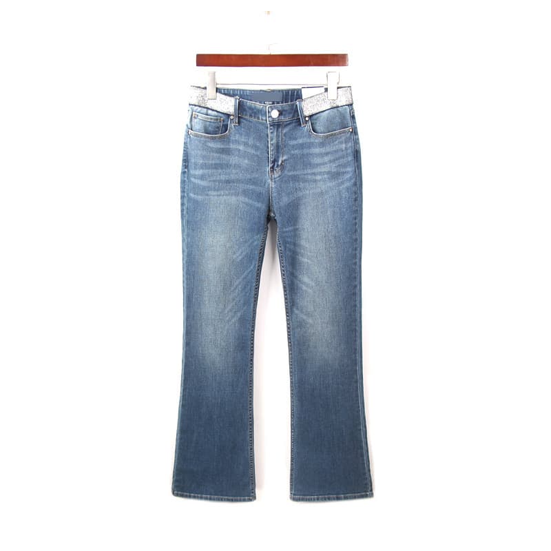 2024 primavera verão novo estilo nostálgico azul Micro queimado Jeans feminino comércio exterior pedido Original tamanho